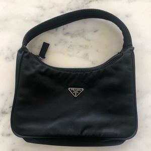 Prada Mini Top Handle Nylon Hobo Bag